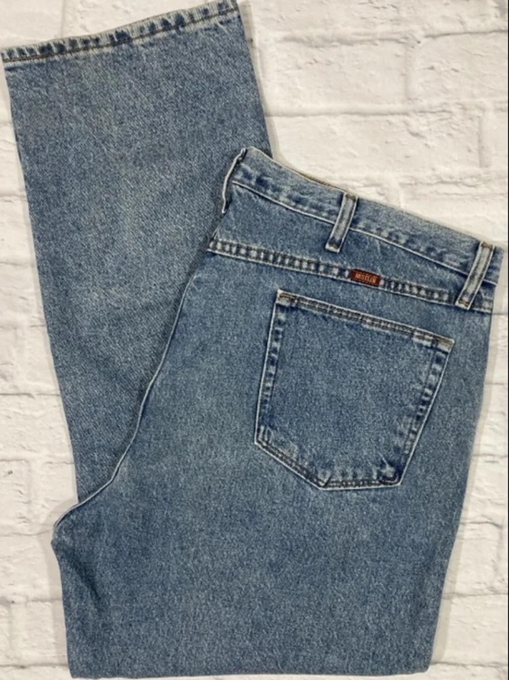 Rustler Blue Jeans Vintage Y2K Boot Cut Mens Size 42x32 Distressed Light Wash